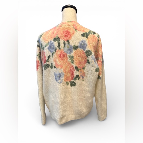 Sezane Malory Jumper Painted Flowers Kid mohair French Knit Sweater Soft - Picture 7 of 10